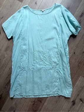 Eileen Fisher Light Aqua Short-Sleeve Tunic